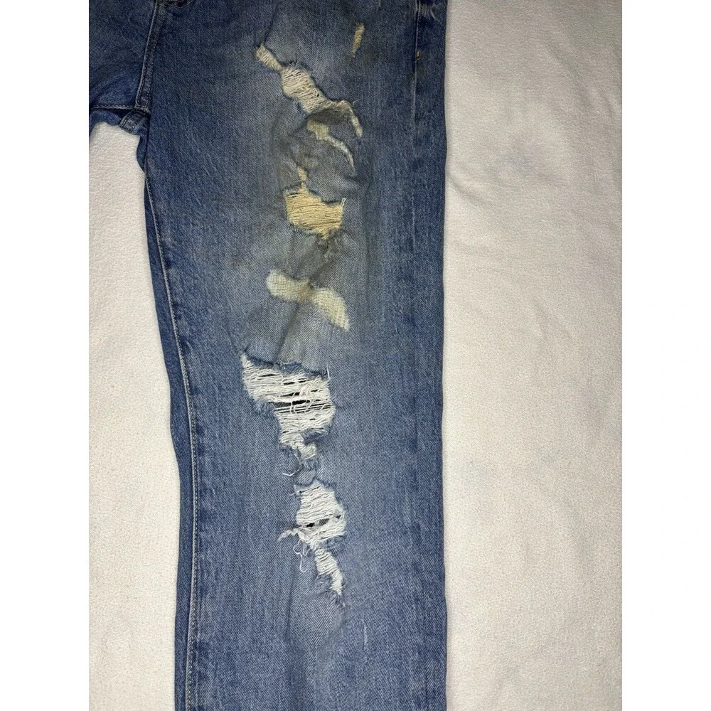 Aeropostale Slim‎ Fit Jeans Mens 36x32 Blue Good Distressed Ripped Denim